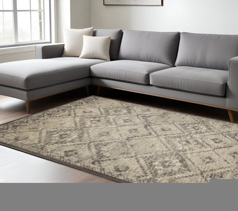 8' X 11' Gray And Brown Abstract Area Rug