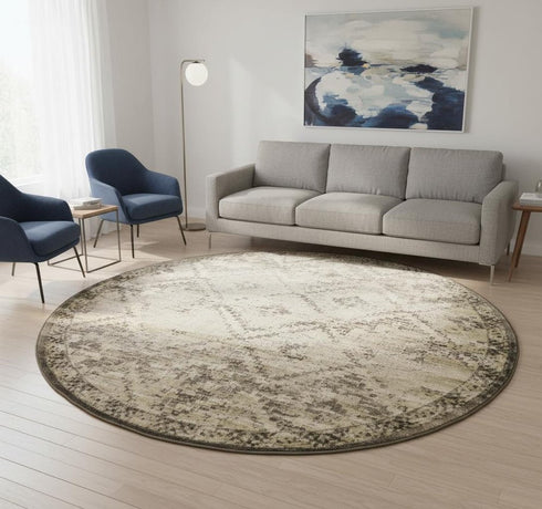 8' X 11' Gray And Brown Abstract Area Rug