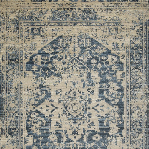 8' X 11' Ivory And Blue Oriental Area Rug