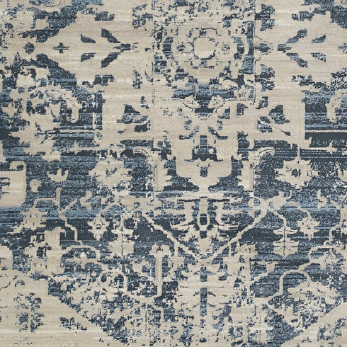 8' X 11' Ivory And Blue Oriental Area Rug