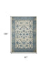 8' X 11' Ivory And Sky Blue Oriental Area Rug