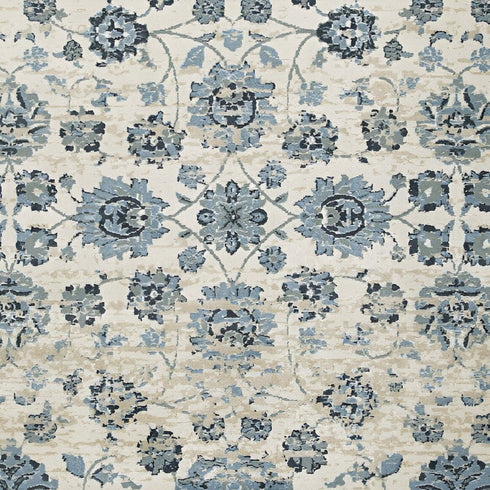 8' X 11' Ivory And Sky Blue Oriental Area Rug