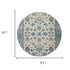 8' X 11' Ivory And Sky Blue Oriental Area Rug