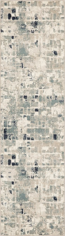 8' X 11' Blue and Beige Abstract Area Rug