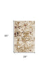 8' Natural And Brown Abstract Distressed Round Rug