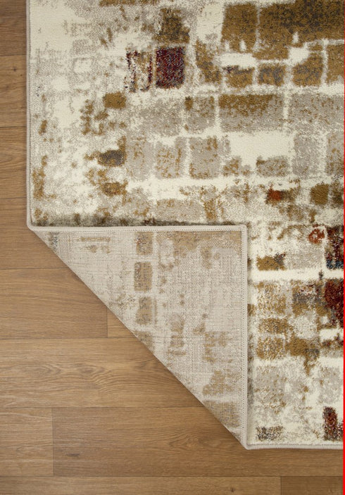 8' Natural And Brown Abstract Distressed Round Rug