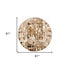 8' Natural And Brown Abstract Distressed Round Rug