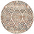 8' Ivory Rust And Green Oriental Round Rug