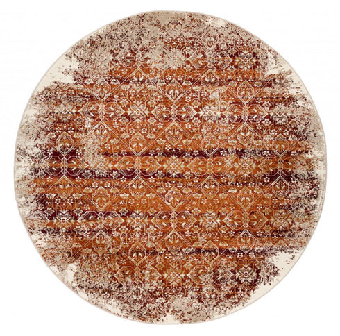 8' Rust And Ivory Oriental Runner Rug