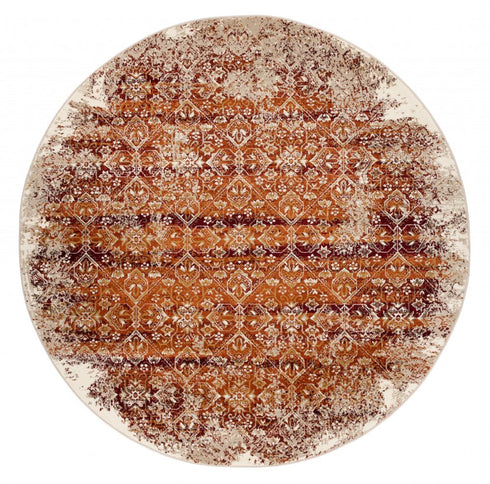 8' Rust And Ivory Oriental Runner Rug