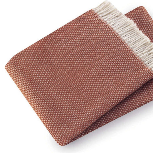 70" X 55" Terra Cotta Woven Cotton Plush Throw Blanket