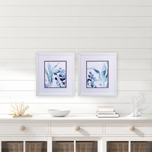 Set of Two Blue Flower Framed Art