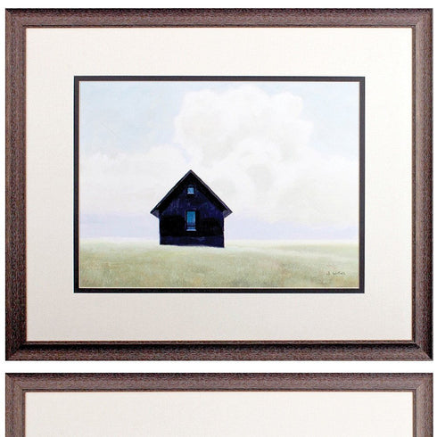 Set Of Two Lonely Landscape Wood Brown Framed Wall Art