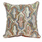 18" Beige and Brown Cotton Throw Pillow With Embroidery
