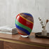 9" Red Blue and Green Striped Round Glass Table Vase