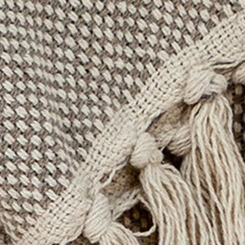 Beige Woven Wool Solid Color Reversable Throw