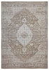 5' X 8' Beige Oriental Power Loom Distressed Stain Resistant Area Rug
