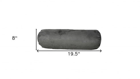 8" X 20" Gray Bolster Microsuede Throw Pillow