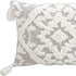 13" X 18" Gray and White Throw Pillow with Tassels
