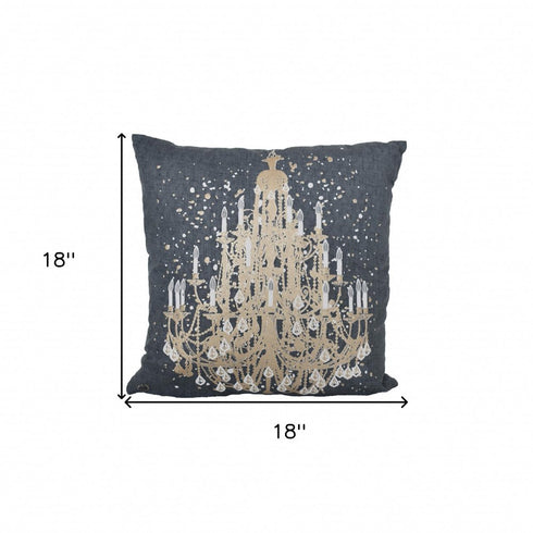 18" Gray and White Throw Pillow