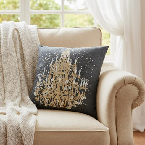 18" Gray and White Throw Pillow