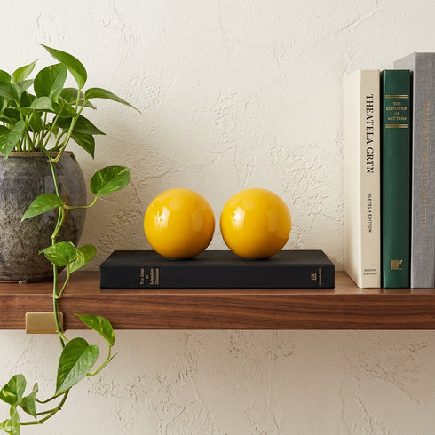 3" Yellow Aluminum Decorative Orb Tabletop Sculpture