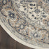 8' Ivory And Grey Round Oriental Power Loom Non Skid Area Rug