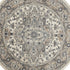 8' Ivory And Grey Round Oriental Power Loom Non Skid Area Rug