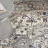 8' Ivory And Grey Round Oriental Power Loom Non Skid Area Rug