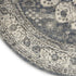 8' Grey And Ivory Round Oriental Power Loom Non Skid Area Rug