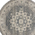 8' Grey And Ivory Round Oriental Power Loom Non Skid Area Rug