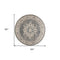 8' Grey And Ivory Round Oriental Power Loom Non Skid Area Rug
