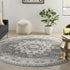 8' Grey And Ivory Round Oriental Power Loom Non Skid Area Rug