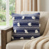 20" X 20" Navy and White Striped Textural Throw Pillow With Pom Poms