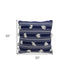 20" X 20" Navy and White Striped Textural Throw Pillow With Pom Poms