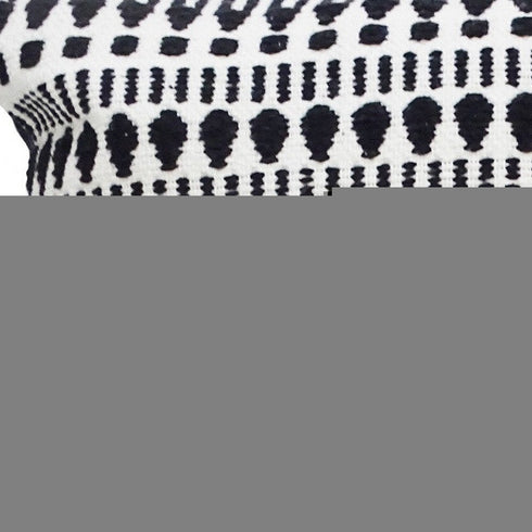 22" Black and White Southwestern Cotton Blend Throw Pillow With Tassels