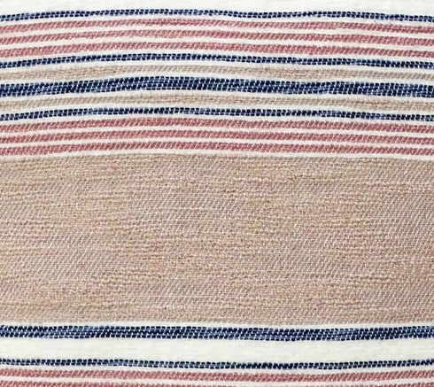22" X 22" Blue And Tan Striped Handmade Throw Pillow With Tassels