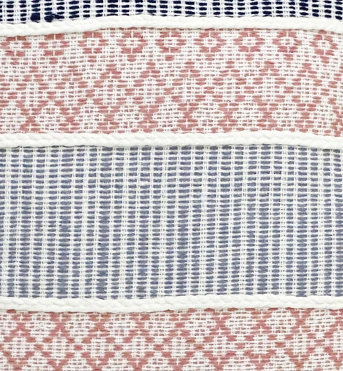 22" X 22" Blue And Peach Trellis Zippered Cotton Blend Throw Pillow With Embroidery