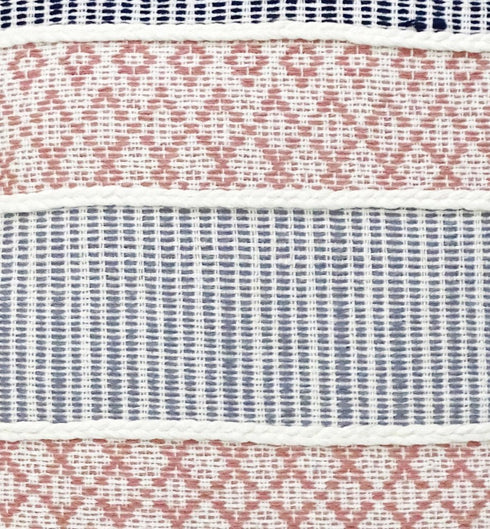 22" X 22" Blue And Peach Trellis Zippered Cotton Blend Throw Pillow With Embroidery