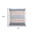 22" X 22" Blue And Peach Trellis Zippered Cotton Blend Throw Pillow With Embroidery