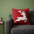 20" X 20" Red Deer Zippered Cotton Blend Christmas Reindeer Throw Pillow