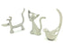 Set of Three Silver Metal Bird, Cat, Dog Tabletop Sculpture