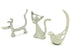 Set of Three Silver Metal Bird, Cat, Dog Tabletop Sculpture