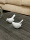 Set of Two White Metal Bird Tabletop Sculpture