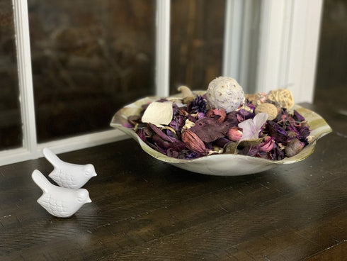 Set of Two White Metal Bird Tabletop Sculpture