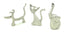 Set of Three Silver Metal Cat, Dog, Elephant Tabletop Sculpture