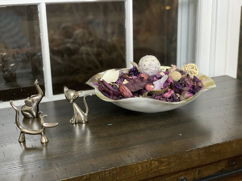 Set of Three Silver Metal Cat, Dog, Elephant Tabletop Sculpture