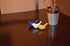 Set of Three Blue And Yellow Metal Bird Tabletop Sculpture