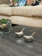 Set of Two Silver Metal Bird Tabletop Sculpture