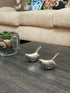 Set of Two Silver Metal Bird Tabletop Sculpture